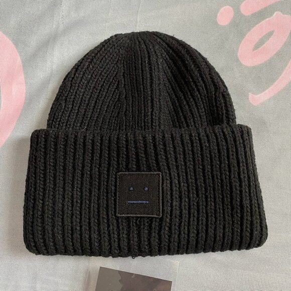 Black Unisex Acne Studios Knit Wool Hat - Picture 1 of 6